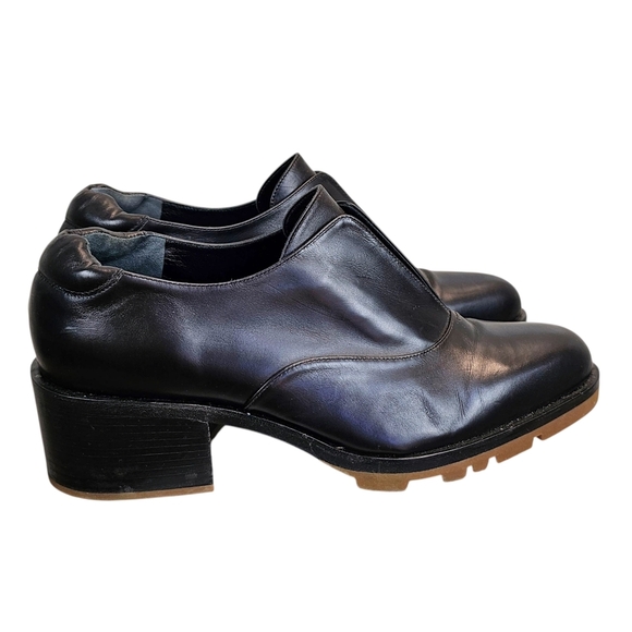 Jil Sander Black Leather Block Heel Loafers Minimalist Slip-On Designer Shoes 10 - Picture 4 of 14